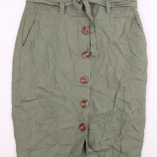 New Look Women's Green Button Pencil Skirt Size 10