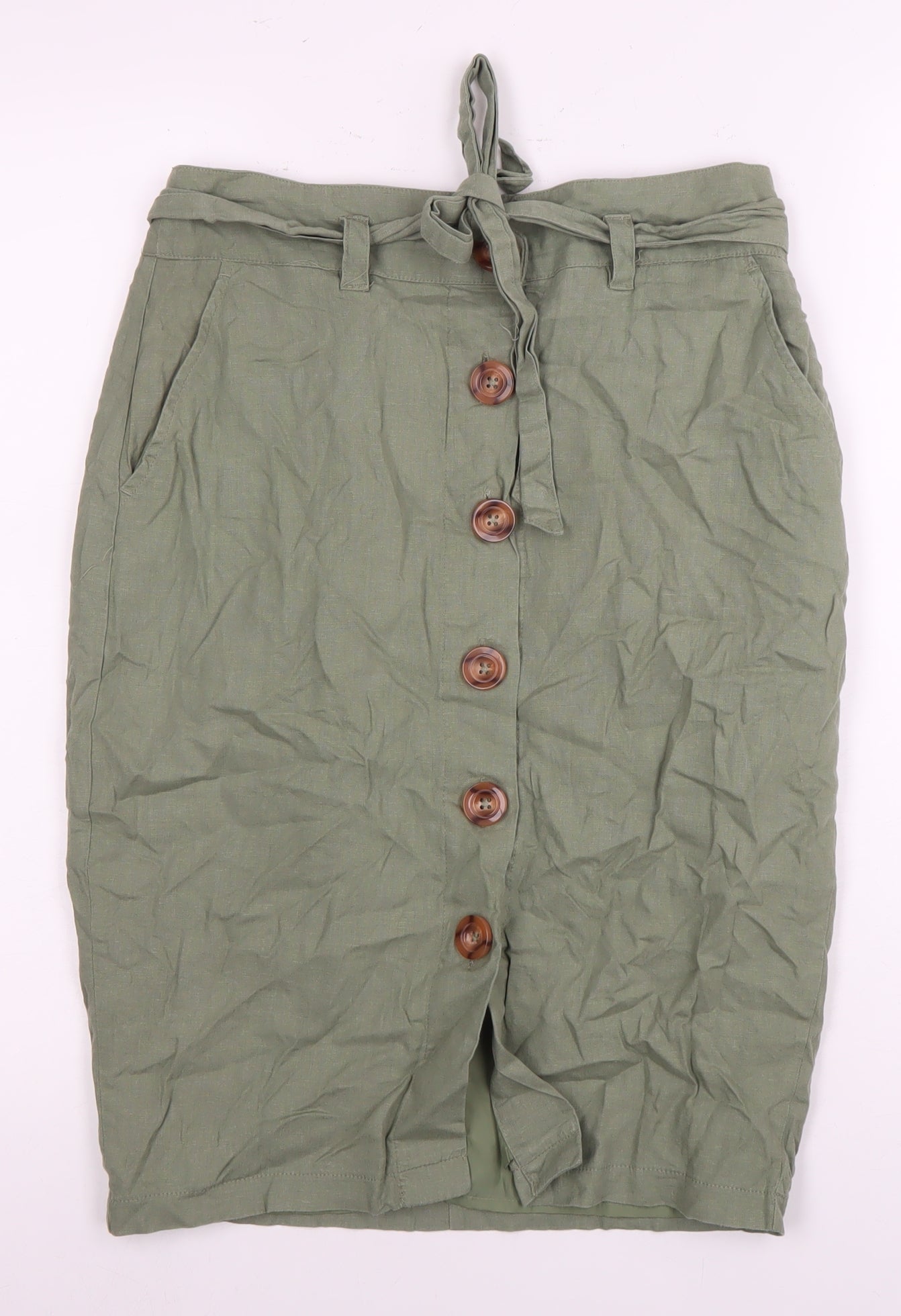 New Look Women's Green Button Pencil Skirt Size 10