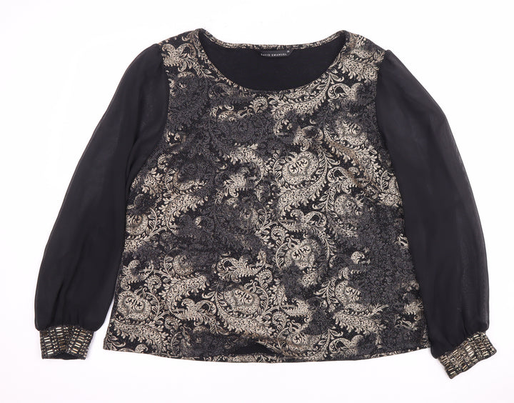 David Emanuel Women's Black Floral Blouse, Size 20