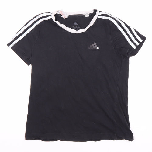 Adidas Boys' Black T-Shirt 11-12 Years, Short Sleeve, Cotton