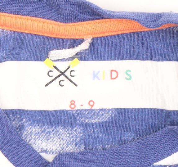 Crew Clothing Blue Striped Boys T-Shirt, 8-9 Years, Cotton, Casual Wear