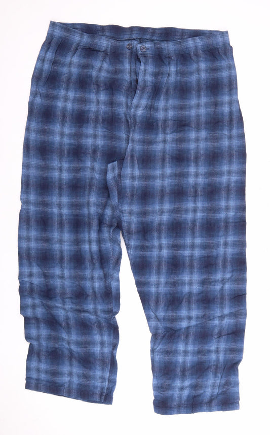 Men's Blue Plaid Pyjama Pants 2XL Cotton