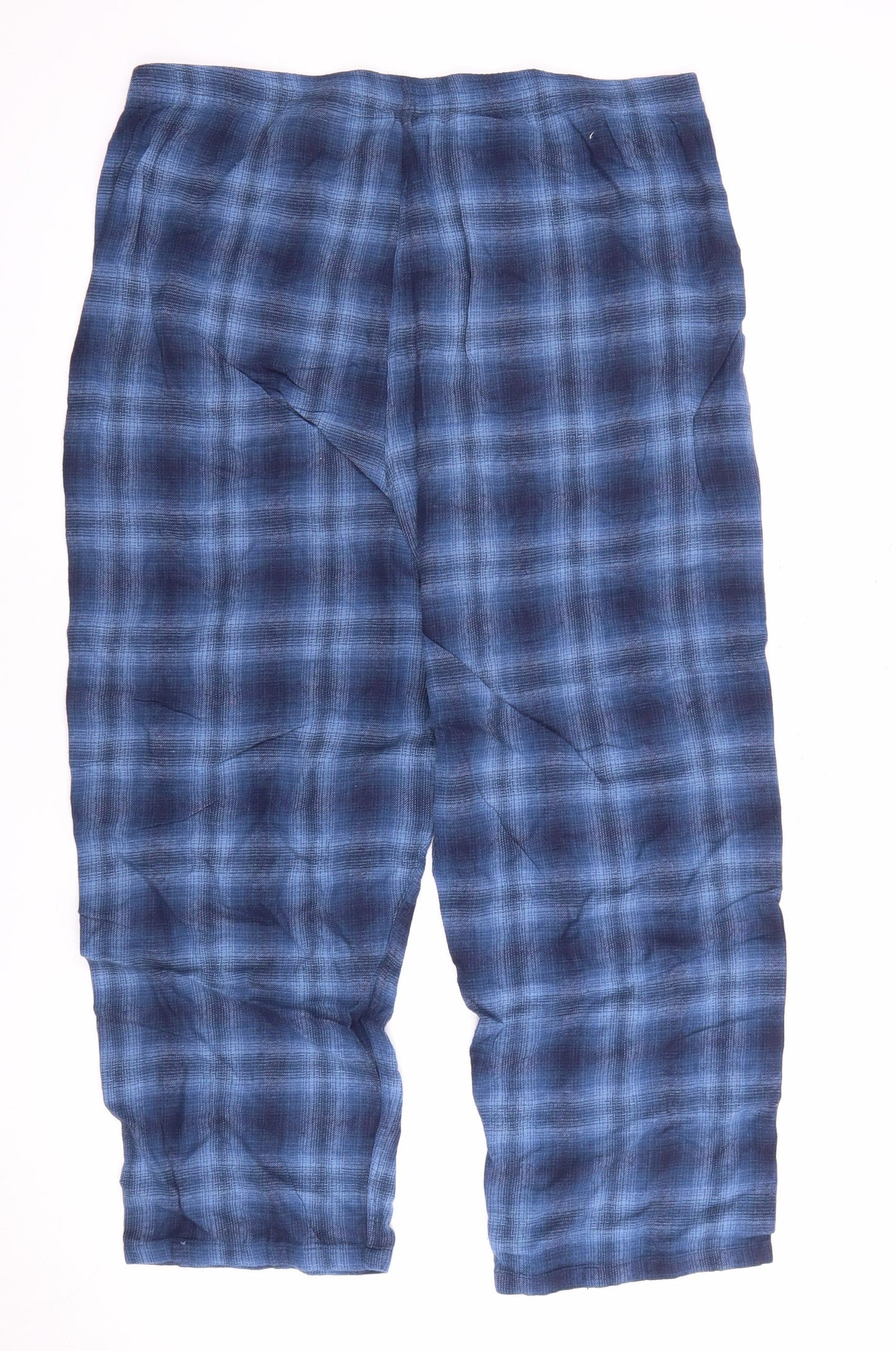 Men's Blue Plaid Pyjama Pants 2XL Cotton