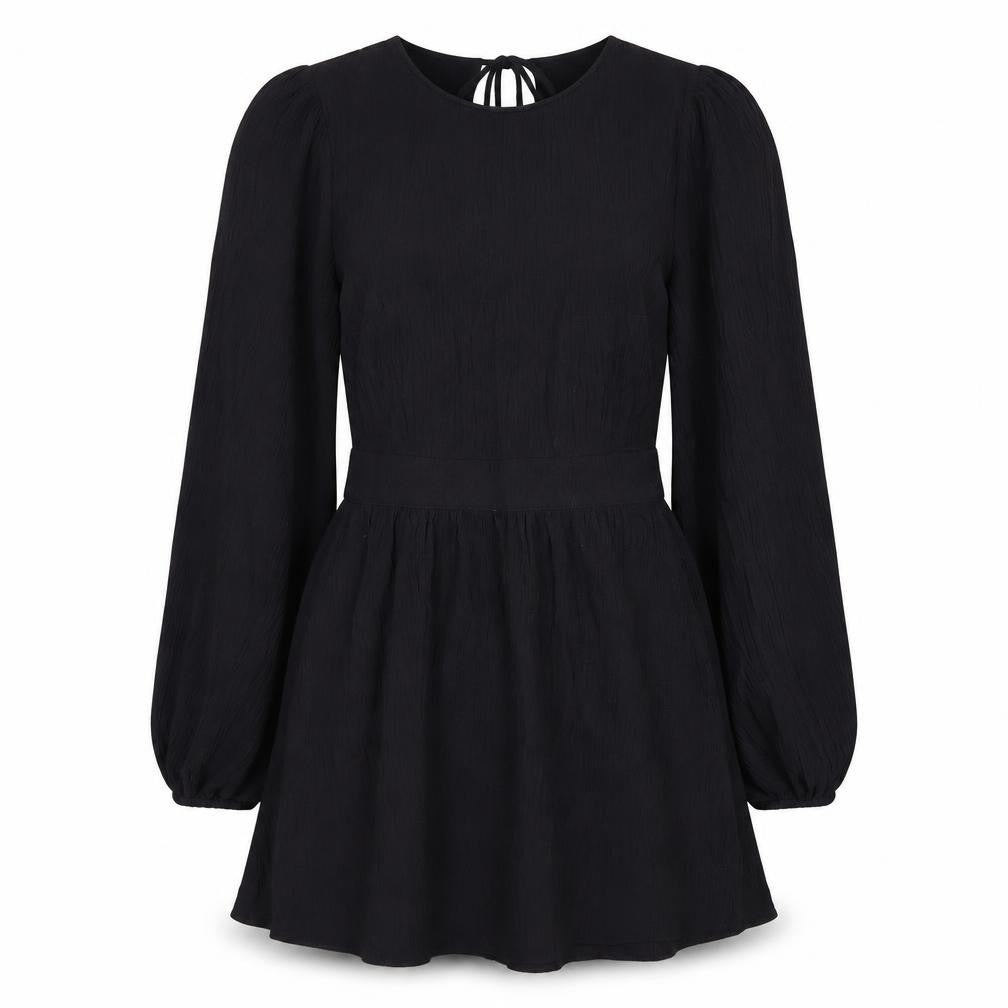Front view of NA-KD Women's Black Balloon Sleeve Dress, size 8