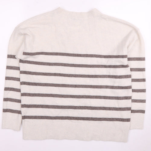 Marks and Spencer Women's White Striped Pullover Jumper - M