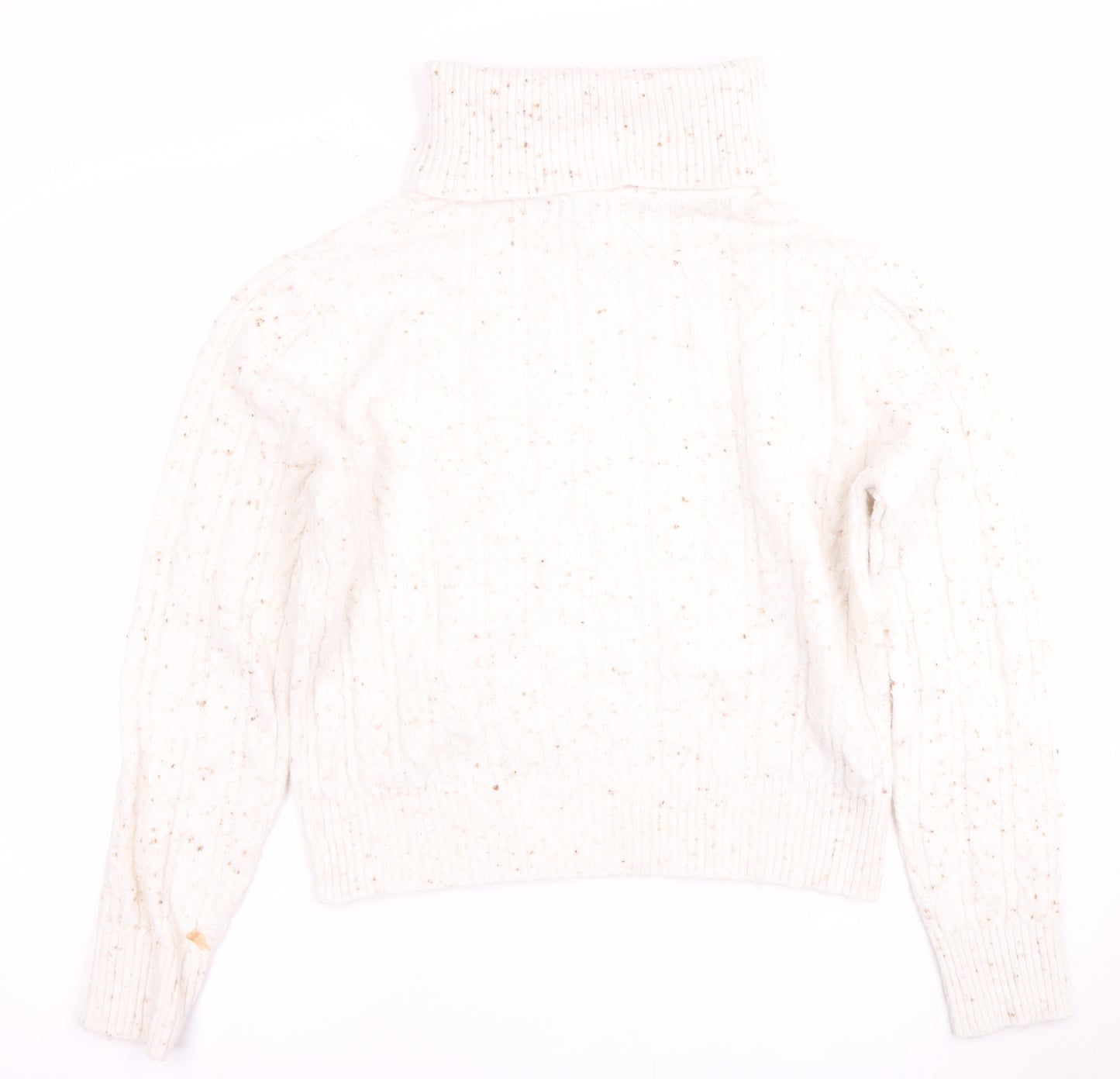 MNG Women's White Cable-Knit Roll Neck Jumper M