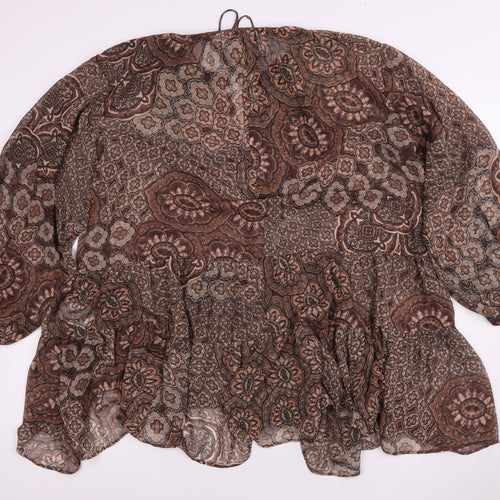 H&M Women's Brown Paisley Tunic Blouse, Size S, Polyester