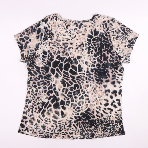 Classics Women's Beige Animal Print V-Neck T-Shirt