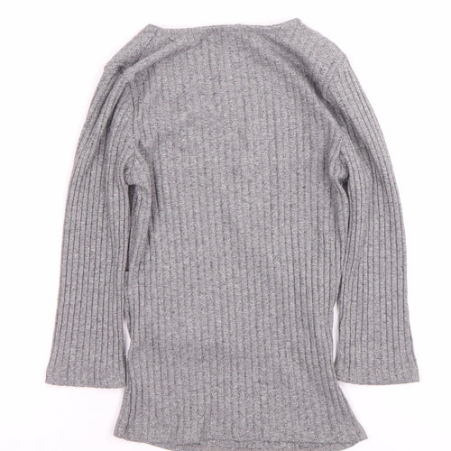 Bershka Grey Wrap Blouse for Women - Size 12