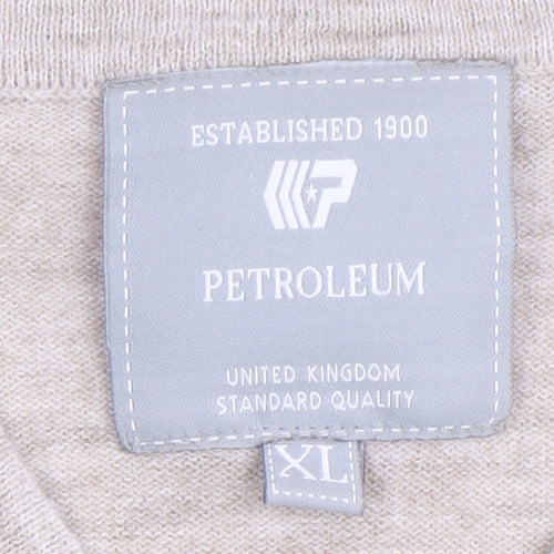 Petroleum Men's Beige Henley XL Knit Jumper
