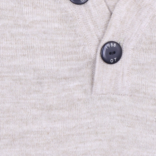 Petroleum Men's Beige Henley XL Knit Jumper