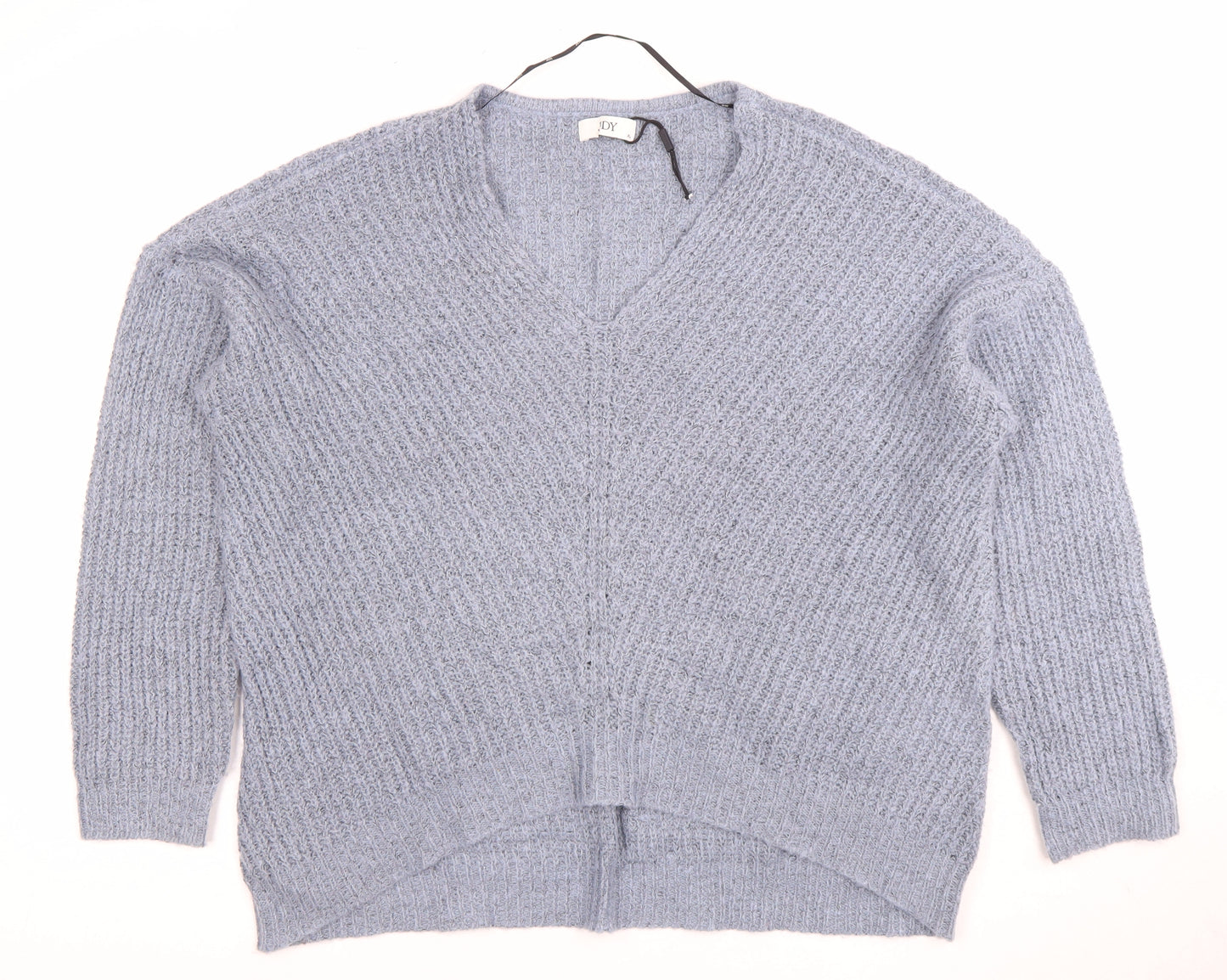 JDY Women's Blue V-Neck Cardigan, XL, Long Sleeve, Relaxed Fit