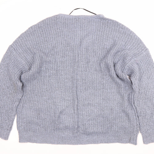 JDY Women's Blue V-Neck Cardigan, XL, Long Sleeve, Relaxed Fit