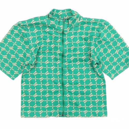 Les Trams Women's Green Geometric Blouse UK 12