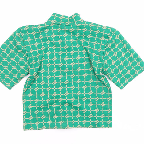 Les Trams Women's Green Geometric Blouse UK 12