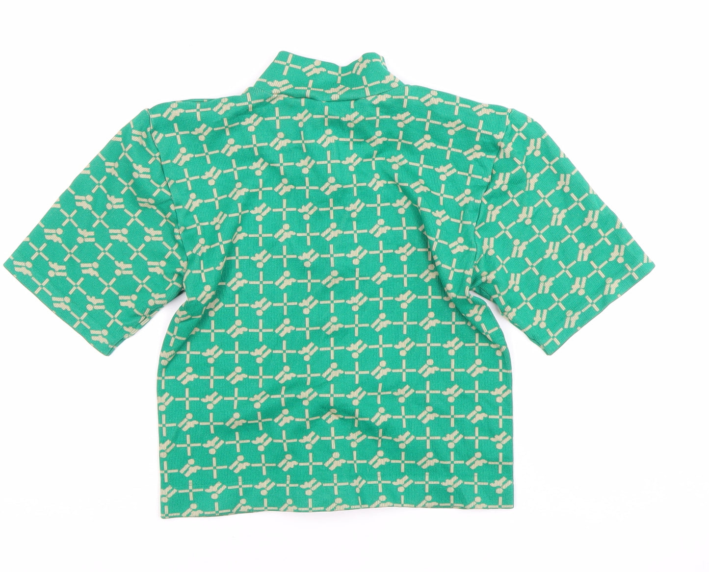 Les Trams Women's Green Geometric Blouse UK 12