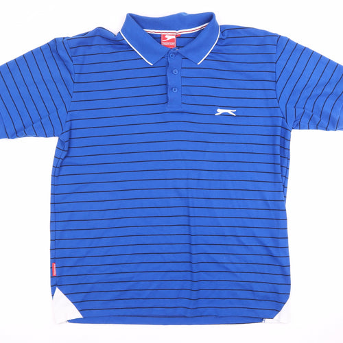 Slazenger Men's Blue Striped Polo Shirt - Casual Wear