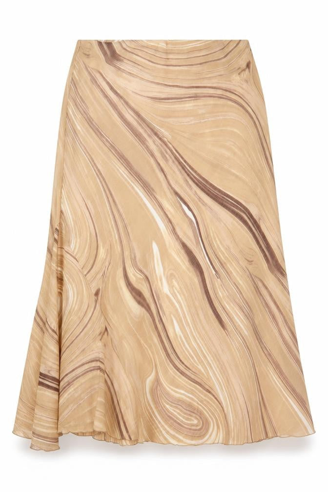 Front view of Amaranto Women's Beige Geometric Skirt, size 14