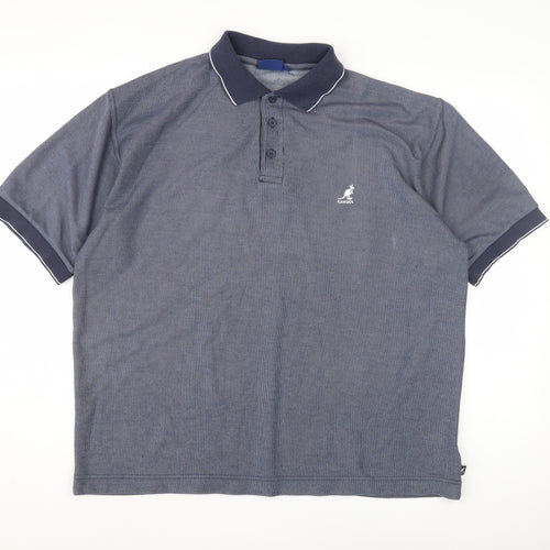 Kangol Mens Blue Polo Shirt L Short Sleeve Casual
