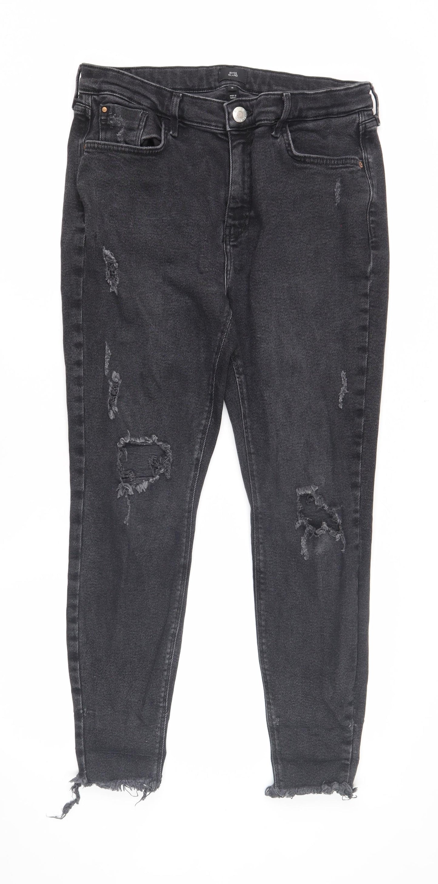 River Island Women's Black Skinny Jeans, Size 16