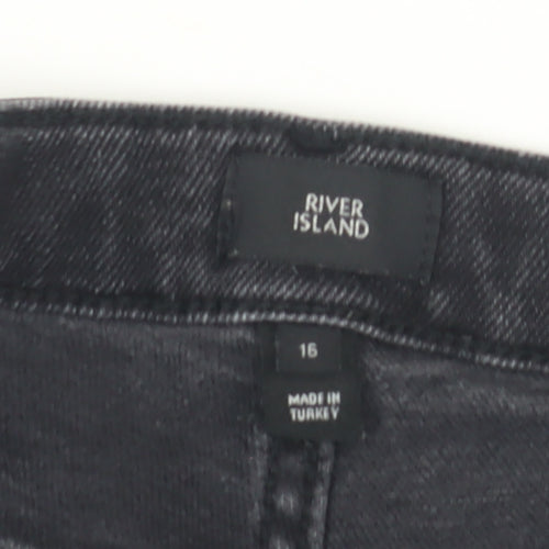 River Island Women's Black Skinny Jeans, Size 16