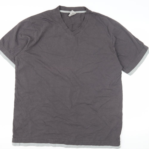 Enrico Mori Men's Grey V-Neck T-Shirt, Size L