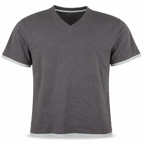 Enrico Mori Men's Grey V-Neck T-Shirt, Size L