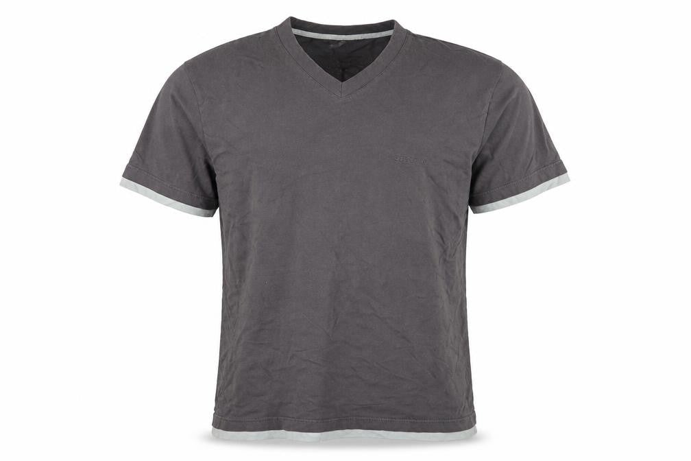 Enrico Mori Men's Grey V-Neck T-Shirt, Size L