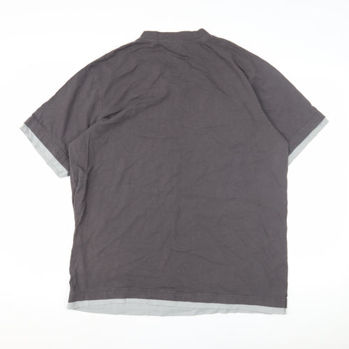 Enrico Mori Men's Grey V-Neck T-Shirt, Size L