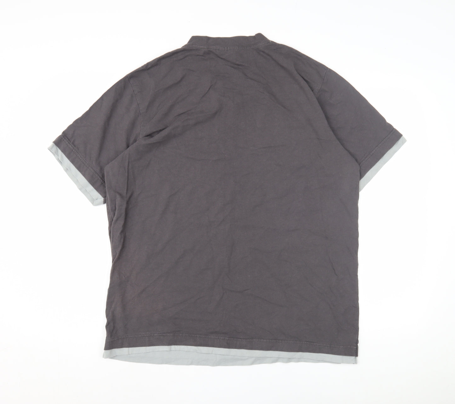 Enrico Mori Men's Grey V-Neck T-Shirt, Size L