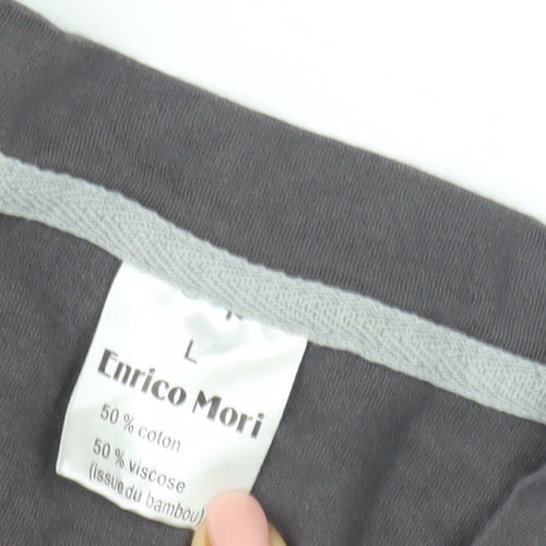Enrico Mori Men's Grey V-Neck T-Shirt, Size L