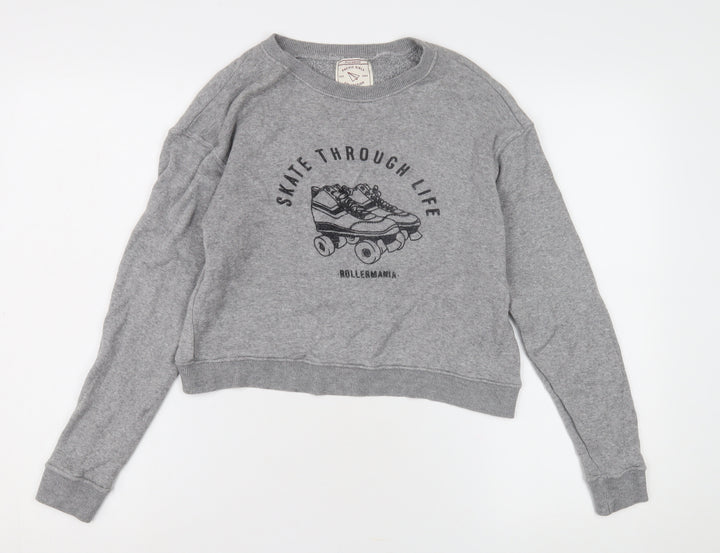 Pull&Bear Women's Grey Pullover Sweatshirt, Size 8