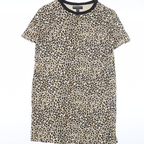 Brave Soul Women's Leopard Print T-Shirt Size 4 Casual