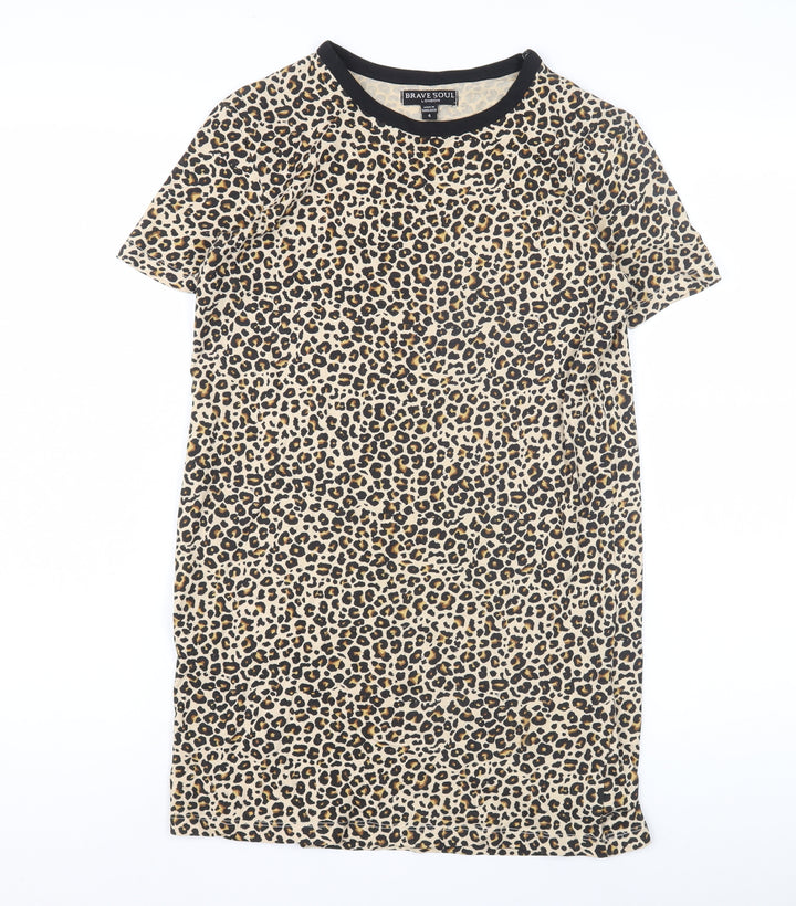 Brave Soul Women's Leopard Print T-Shirt Size 4 Casual