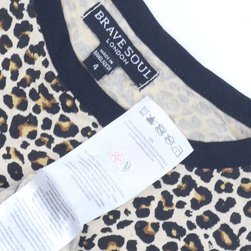 Brave Soul Women's Leopard Print T-Shirt Size 4 Casual