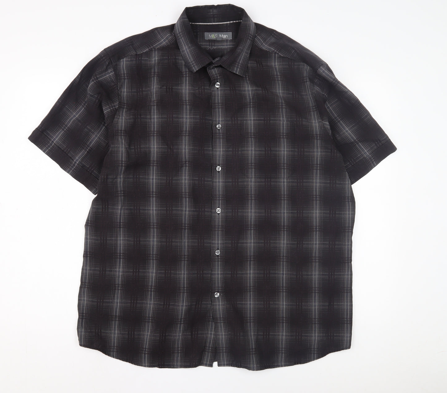 Marks and Spencer Men's Black XL Check Shirt