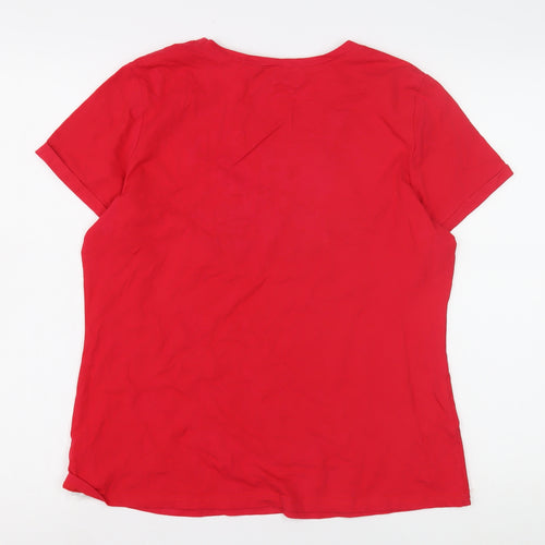 Quiz Women's Red Floral Embroidered T-Shirt, Size 12