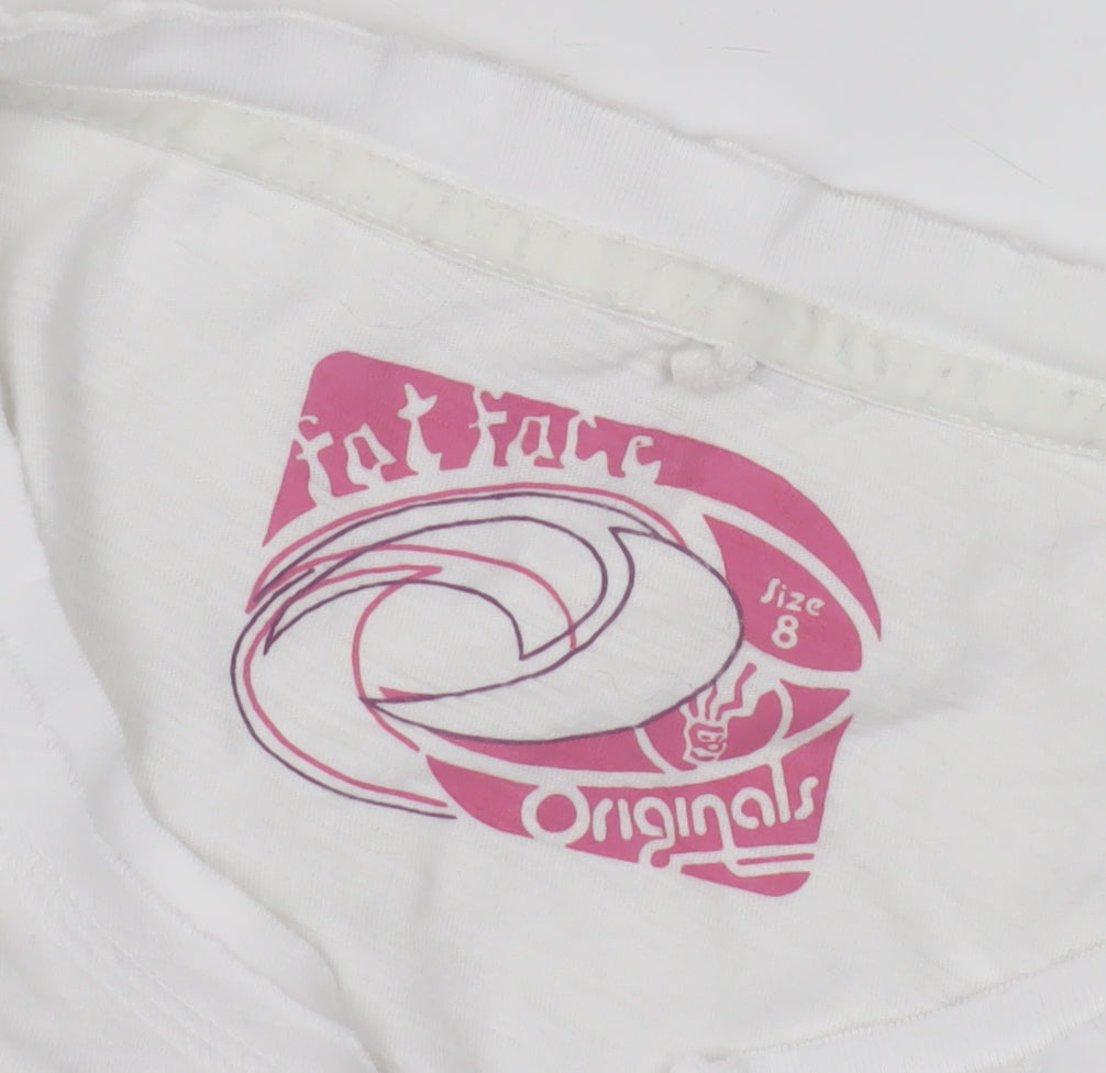 Fat Face Women's White Size 8 Henley T-Shirt