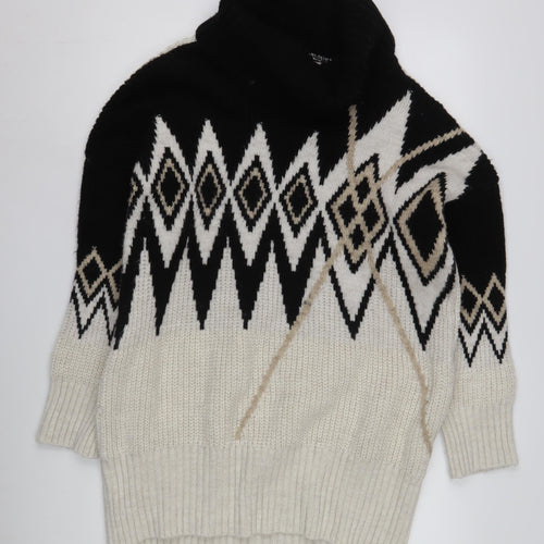 River Island Women's Black Geometric Roll Neck Jumper S