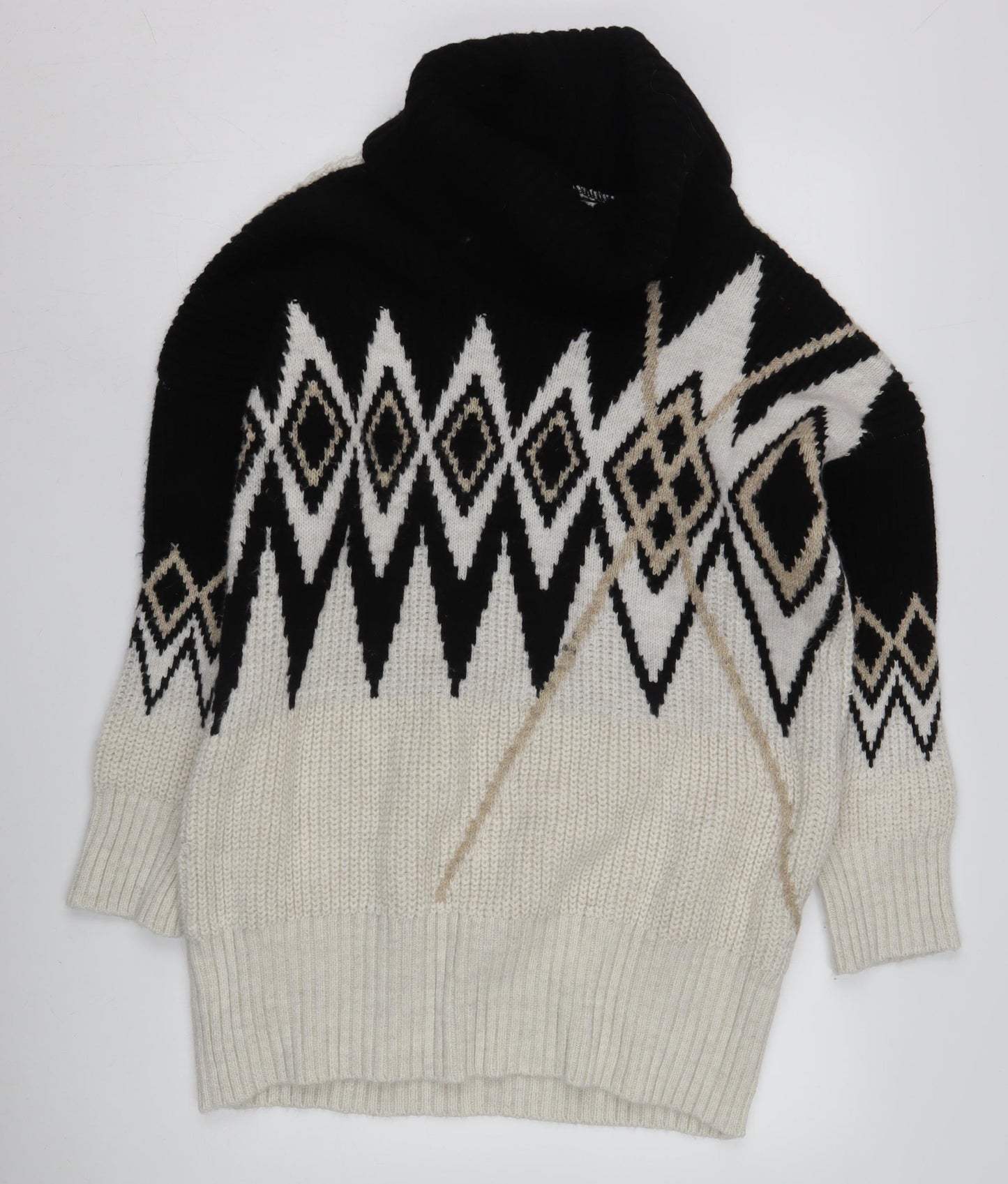 River Island Women's Black Geometric Roll Neck Jumper S