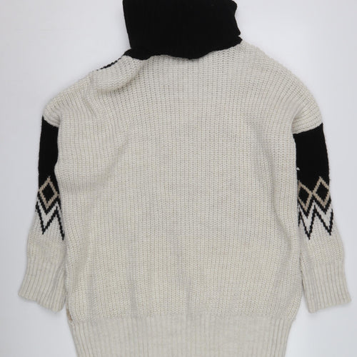 River Island Women's Black Geometric Roll Neck Jumper S