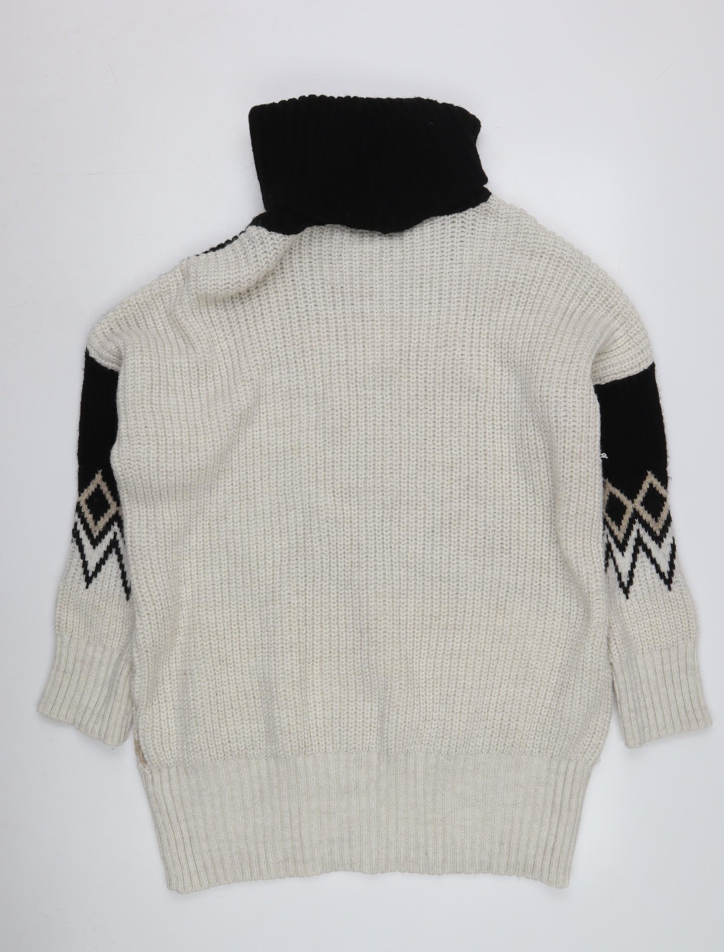 River Island Women's Black Geometric Roll Neck Jumper S
