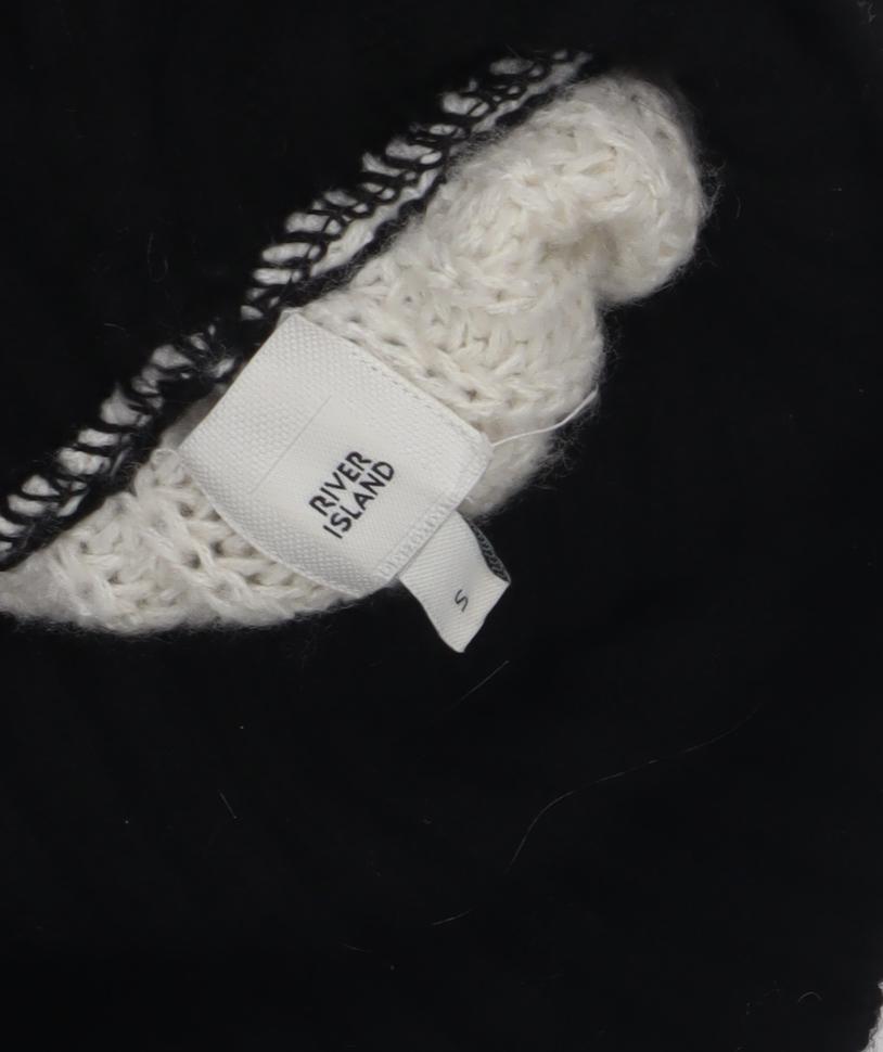 River Island Women's Black Geometric Roll Neck Jumper S