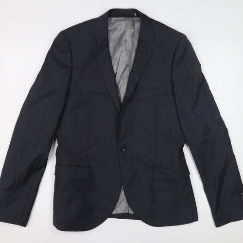 Topman Men's Black Wool Blazer, Size 38, Formal