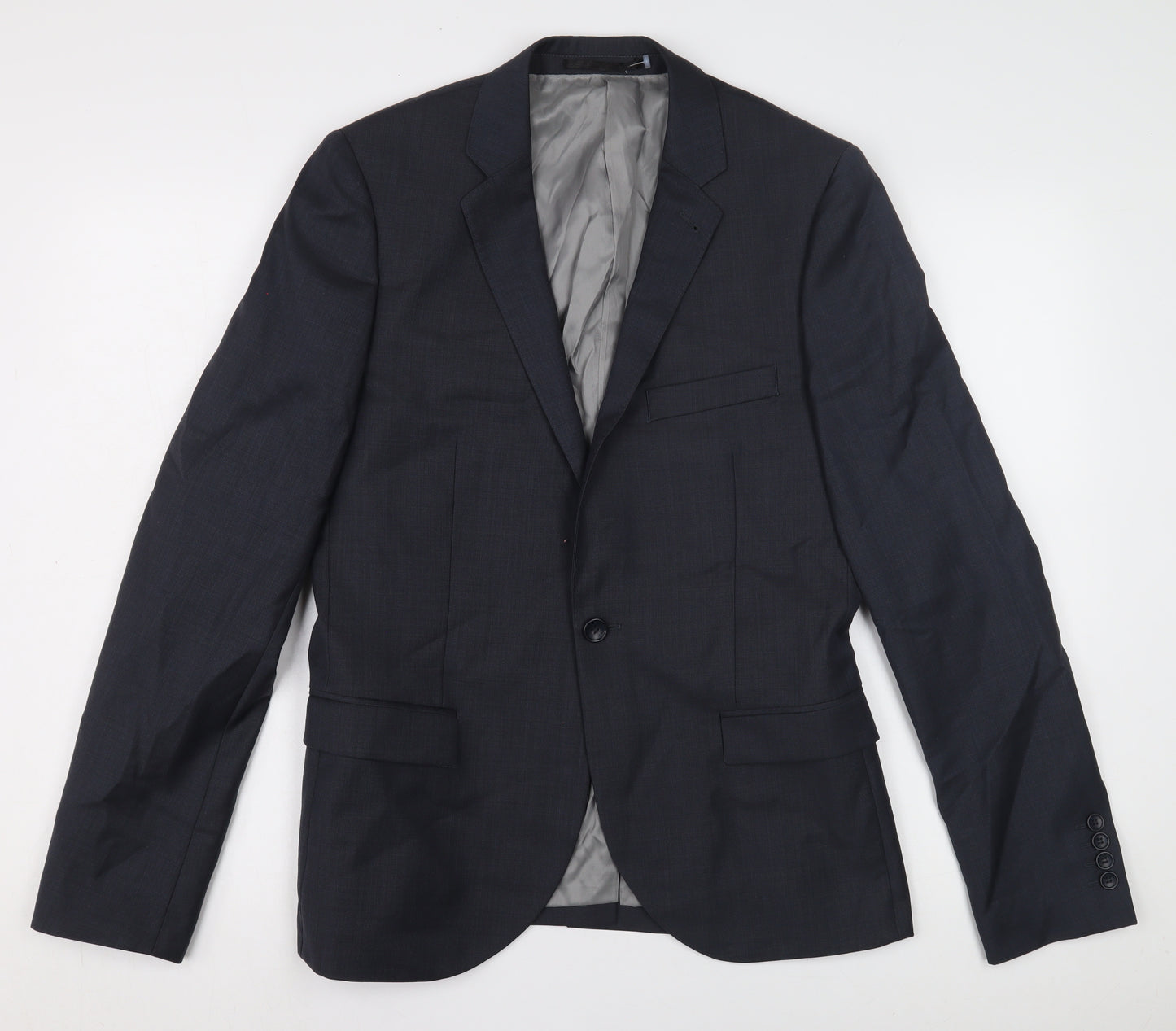 Topman Men's Black Wool Blazer, Size 38, Formal
