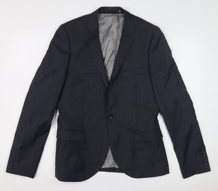 Topman Men's Black Wool Blazer, Size 38, Formal