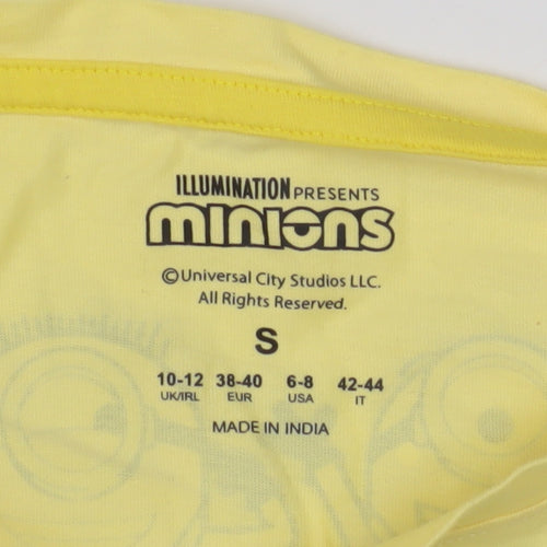 Minions Girls Yellow Cropped T-Shirt, Size S, Cartoon Style