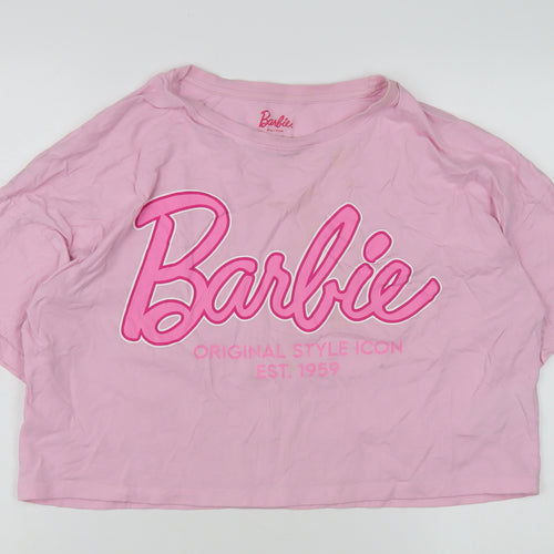 Barbie Women’s Pink Cropped T-Shirt - Small, Classic Casual