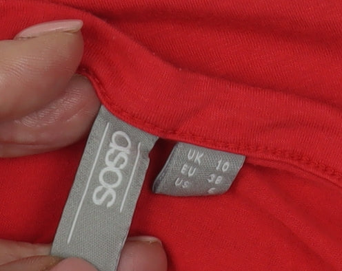 ASOS Women's Red Long Sleeve Basic T-Shirt UK Size 10