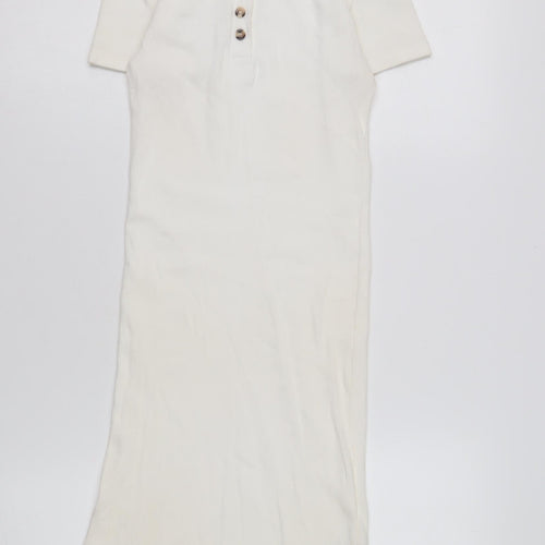 Topshop Women's White Shirt Dress, Size 8, Casual